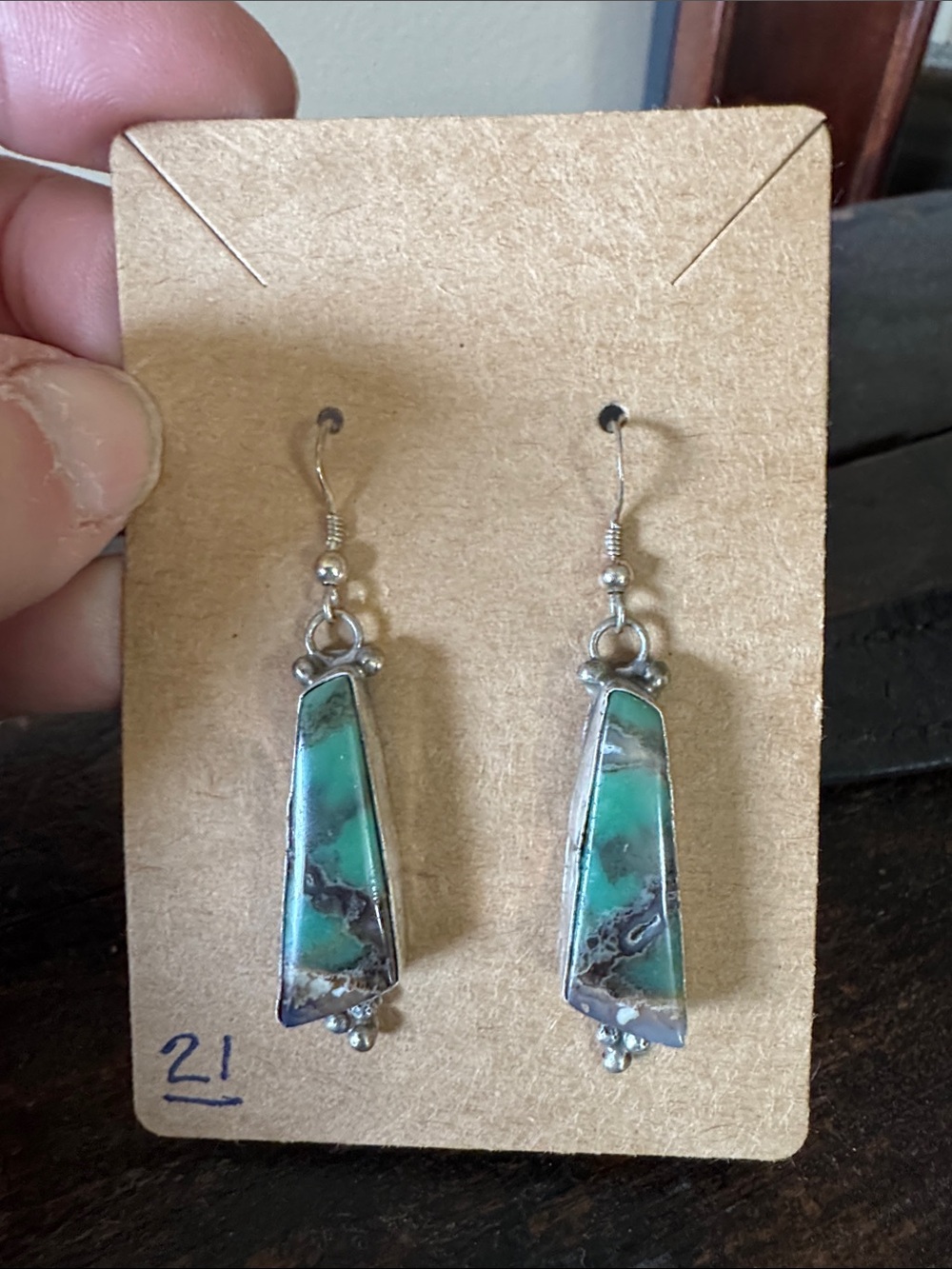 Sterling Silver/ Petrified Wood Native made earrings